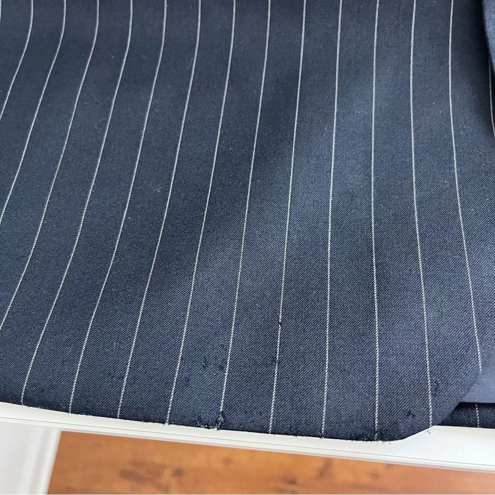 Lauren Ralph Lauren Mens Navy Striped Jacket Blazer Sport coat Wool 46L 3 button